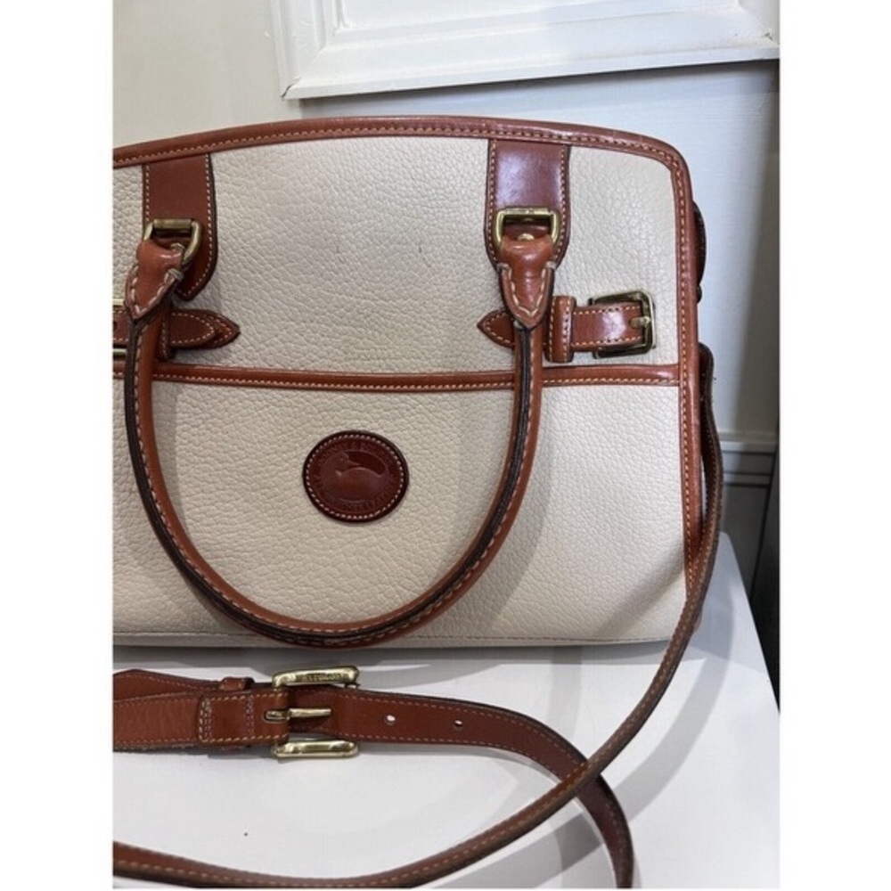 Dooney & Bourke VTG Pebble Grain Beige Handbag Shoulder Bag Satchel Bone/Tan